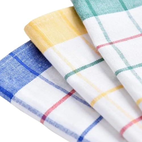 Cotton Kitchen Tea Towel Set – 3 Pcs Set, 50 x 70cm | Absorbent & Durable Dish Towels | 100% Cotton for Drying – Cleaning & Baking | Multi-Purpose Hand Towels for Kitchen – Bar & Catering Use