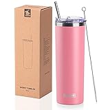 Koodee 20 oz Stainless Steel Skinny Tumbler Double Wall Insulated Slim Water Tumbler Cup with Lids...