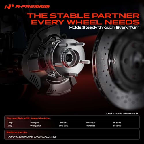 Image of A-Premium 2 x Front Wheel Bearing and Hub Assembly with ABS & 5-Lug