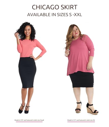 ESTEEZ Women's Form Fitting Snug Pencil Skirt - Modest Stretchy Below The Knee - Chicago4