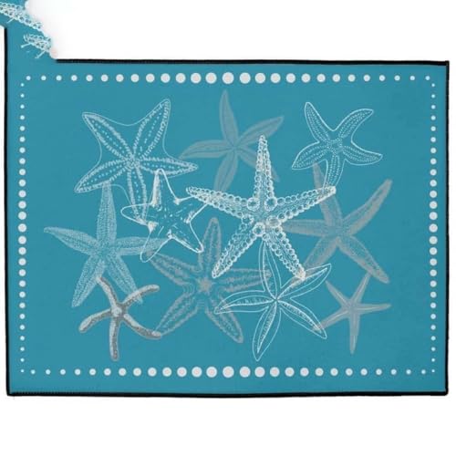 ���փ}�b�g �C�݂̃q�g�f�̃E�F���J���}�b�g - �r�[�`�n�E�X�M�t�g 50×80cm doormat Coastal Starfish Welcome Mat - Beach House Gift