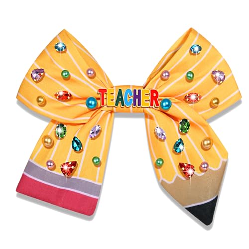 Back To School Hair Bows Pencil Hair Bows for Women Teacher Hair Bows Clips Accessories Hair Bow Clips Jeweled Crystal Pencil Hair Ribbon Bows Teacher Appeaciation Gifts School Outfits (Pattern K1)