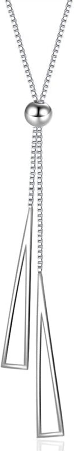 Geometric Tassel Titanium Steel Necklace Gives Women Charm Can Adjust Length Triangle Dinner Jewelry Gift 1Pcs