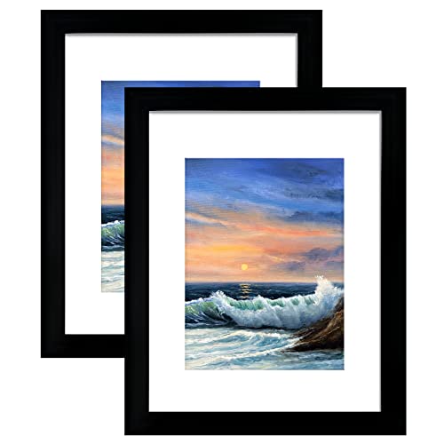 LUCKYLIFE 16x20 Frames, Picture Frames for Wall, Display Pictures 11x14 with Mat or 16x20 without Mat, Set of 2, Black