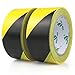 Produktbild BOMEI PACK 2 Rollen 50mmx33m Selbstklebend Warnband Sicherheitsmarkierung Absperrband,Boden Markierungsband Gelb und Schwarz zur Markierung gefährlicher Bereiche