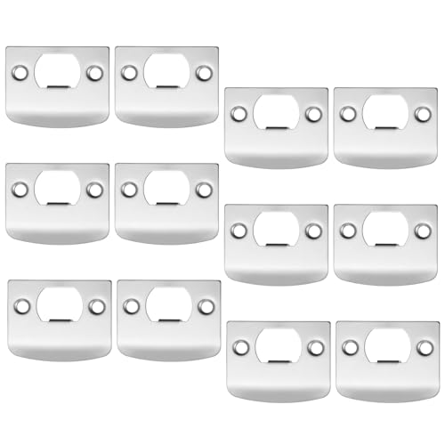 12Pcs Deadbolt Strike Plate Stainless Steel Deadbolt Covers Standard Door Lock Latch Restorer Spacer Door Reinforcement Kit for Home Office Doors Frame Repair