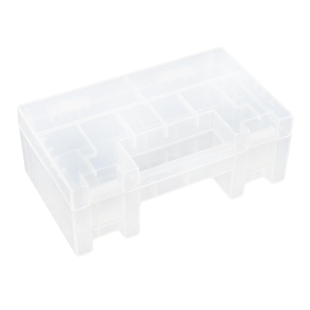 KALLORY Mini Portable Transparent Battery Organizer Storage Box for Aa AAA and Batteries Clear Case with Compartmentalized Design for Easy Access and Organization