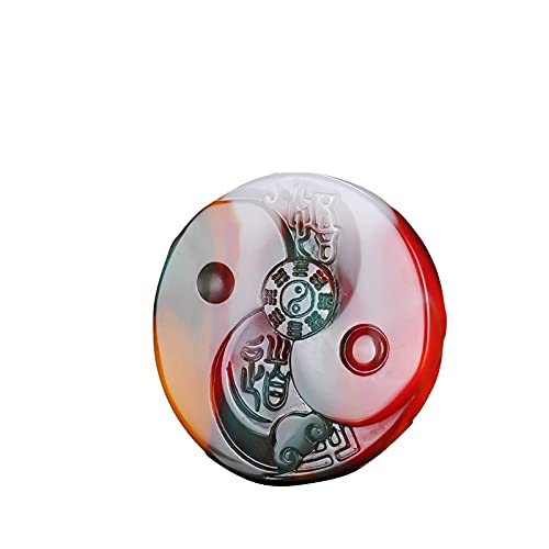UZKWYKYC esculpido de jade, amuleto Amuleto de la suerte tallado, color natural Jade Tai Chi Taoísmo chino tallado a mano joyería amuleto de moda for hombres mujeres regalos