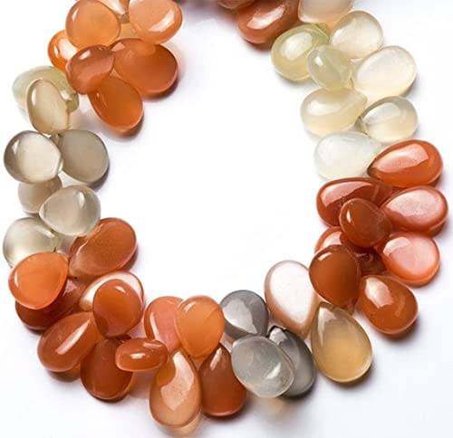 Pierre de lune multicolore naturelle LKBEADS briolette poire lisse 8x12-9x14mm pour perles bijoux