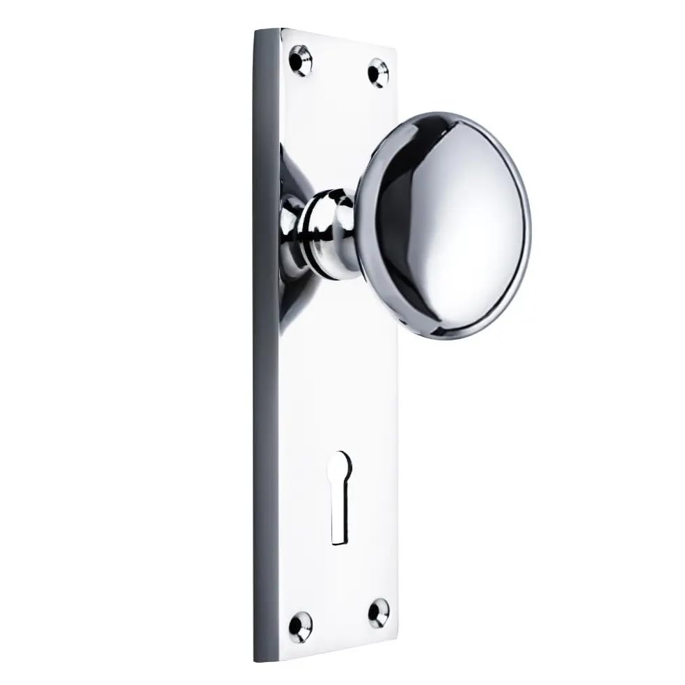 Designer Levers Victorian Knob on Lock Backplate Polished Chrome