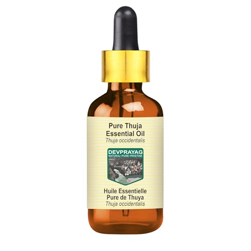 Devprayag Pure Thuja Essential Oil (Thuja occidentalis) with Glass Dropper Natural Therapeutic Grade Steam Distilled 10ml (0.33 oz)