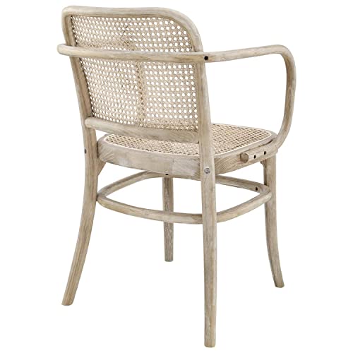 Modway Winona Elm Wood Dining Chair With Cane Rattan Seat In Gray #TOP6