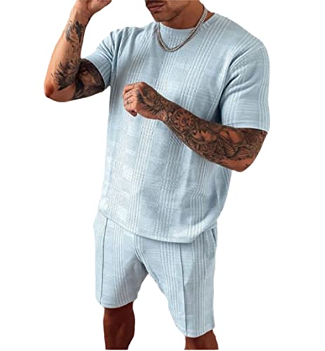 Short et t-shirt manches courtes ensemble décontracté bleu XXXL