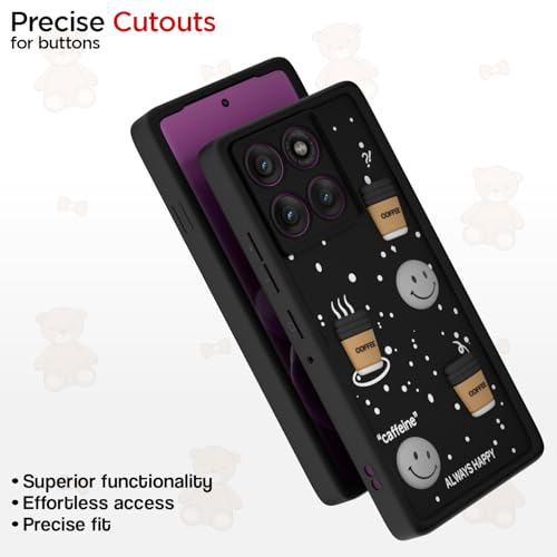 Image of Pikkme Back Cover for Motorola Moto Edge 60 Pro 5G | Cute Fun Cartoon 3D Bear Silicone Full Body Protection Bumper Case (Black)