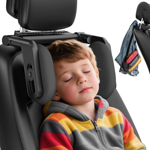 zorunowa Car Headrest Pillow 4-Way Adjustable Car Headrest Thickened Memory Foam Road Pal Headrest Neck Support Pillow U- Shaped Design Travel Car Sleeping Suitable for Kids and Adults