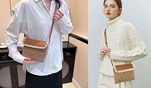 Women Small Straw Woven Cross-body Shoulder Bag Bohemian Handbag Purse2