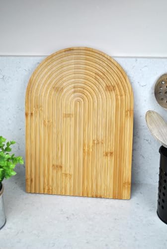 Bambu Gökkuşağı Sunum Tahtası Dalgalı Dekoratif Peynir Servis Tepsi- 32X24 cm