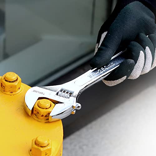 Topline 4-Piece Adjustable Wrench Set With Wide Handle, Included 12-In, 10-In, 8-In, 6-In, Adjustable Wrench Set With Measurement Scales, Perfect For Plumbing, Home And Garage Applications #TOP7