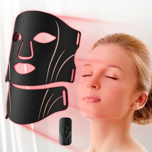 Maschera LED Viso e Collo Con Terapia Della Luce, Maschera per Viso con Terapia Della Luce a LED in silicone Flessibile, Maschere ad Alta Energia con Luce a 7 Colori per la Cura Della Pelle