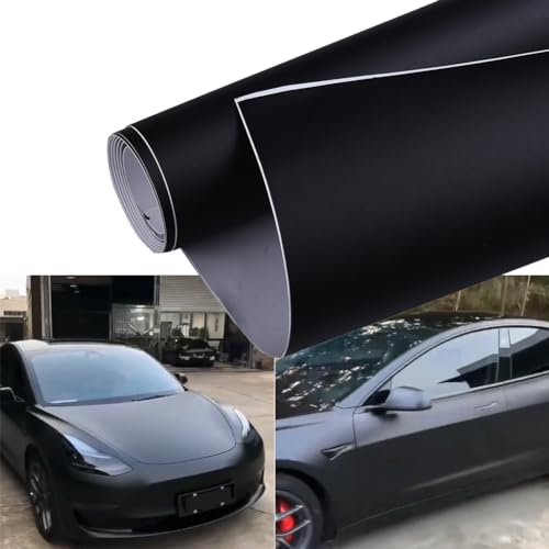 Film covering de voiture noir mat Blueshyhall, rouleau autocollant 50x152 cm antibulles