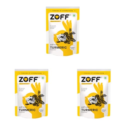 Image of Zoff Turmeric Powder - Haldi Powder - Rich in Curcumin, Antioxidant & Anti-inflammatory Benefits - Net Weight 500 g (Pack of 3)