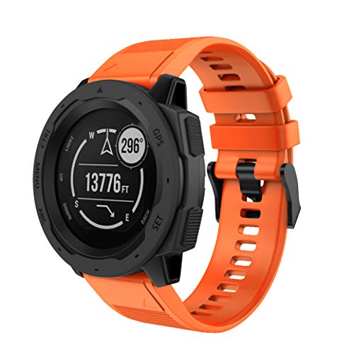 DKEnjoy Silicone Quick Release Wrist Band Replacement Bracelet Watch Strap for Garmin Instinct Smartwatch (Orange)