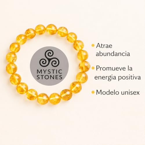 Essenciales Cytryn kamień naturalny | Pozytywna energia i obfitość | Ręcznie polerowane koraliki 8 mm | Elastyczne i wygodne | Minimalistyczny design unisex
