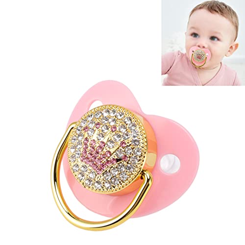 Image of Silicone Baby Pacifier, Ultra Soft Curved Design for 6-18 Months Infants, Premium Seamless Construction, Metal Accents with Bling Detail