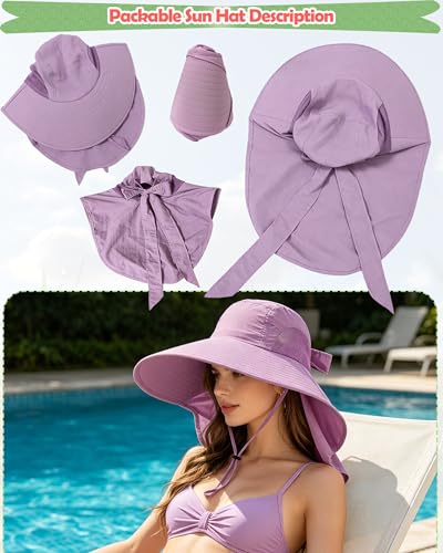 Sombrero solar para mujer con protección UV y orificio para coleta miniatura 4