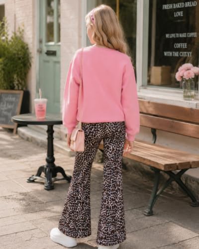 Image of Toddler Girl Clothes Long Sleeve Cartoon & Letter Graphic Top + Fruit Stationery Print Flared Leg Pants