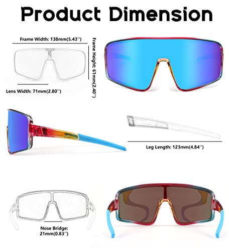 FEISEDY Sports Sunglasses, Polarized Oversized Shield for Women Men Youth, Baseball Cycling Running Outdoor Visor B2988 — view 5