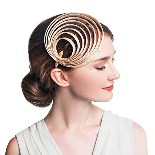 Gold Fascinator Hats For Women Wedding Cocktail Derby Tea Party Headband #TOP1