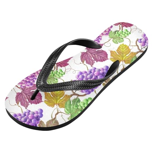 Sinestour Grape Leaves White Flip Flops for Beach Thong Sandals Anti-slip Lightweight Beach Slippers for Summer Swim Travel2
