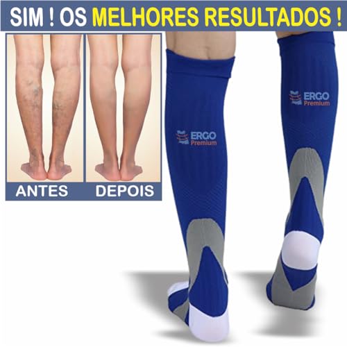 Par de Meia Cano Longo ¾ Ergo Premium Algodao Adulto (BR, Numérico, 35, 40, Azul)