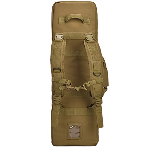 Double Long Rifle Gun Case Bag Tactical Rifle Backpack Pistol Soft Firearm Transportation Carbine Case - Lockable Compartment 36\" Brown