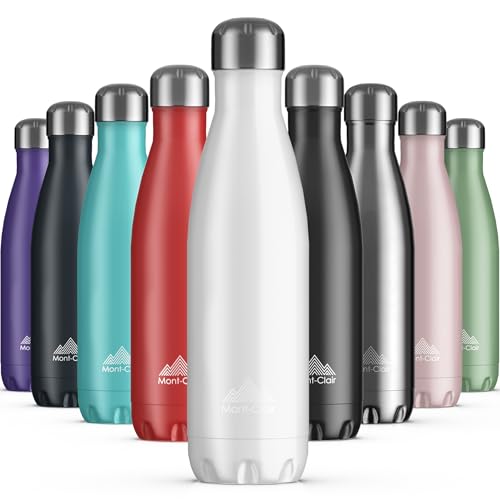 Mont-Clair Borraccia Termica 500ml in Acciaio Inox, Borracce Termiche - 12h di Bevanda Calda e 24h di Bevanda Fredda - Senza BPA, Bottiglia Acqua, Borraccia 500ml Bianca