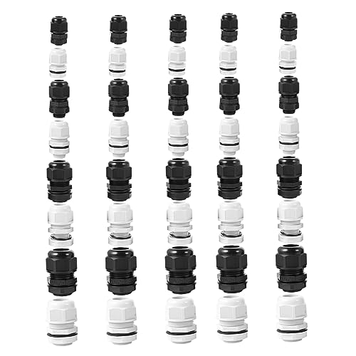 AUTSUPPL Cable Gland Waterproof Kit 40pcs Mg12 Mg16 Mg25 Connectors Weatherproof Cord Pass Through Waterproof