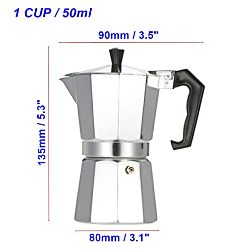 Baukon Aluminum Italian Espresso Coffee Stovetop Maker Pot Percolator (1 Cup / 50 Ml) #TOP4