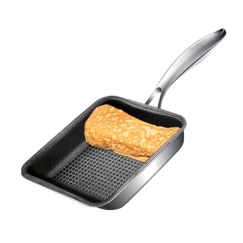 YUNYDSM Tamagoyaki Padella, padella antiaderente in acciaio inox 316, 37 x 16 cm, padella quadrata per uova a induzione, fornello a gas, accessori per la cucina domestica