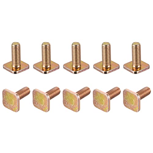 sourcing map Square Head Bolt, 20pcs M6x16mm Fully Thread Carbon Steel Grade 8.8 Square Machine Screws, Gold Tone