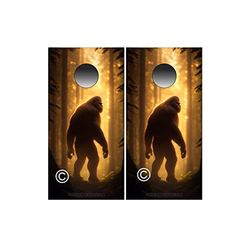 Bigfoot in the Woods Cornhole Wraps