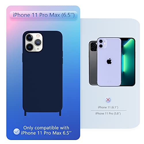 Image of Compatible with iPhone 11 Pro Max Case with Lanyard Crossbody iPhone Case with Strap Adjustable Shockproof Drop Protection Silicone Phone Cover for iPhone 11 Pro Max 6.5'' Navy Blue