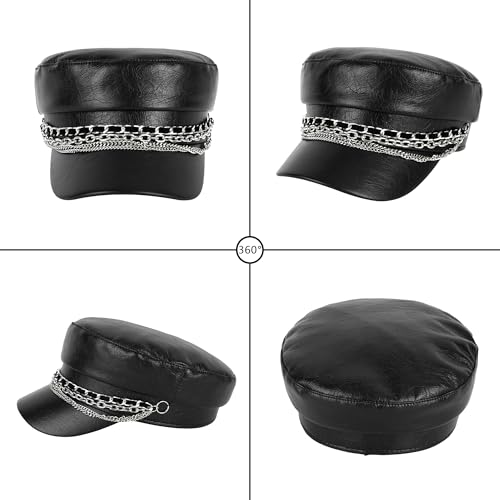 Gorra mujer estilo newsboy piel sintética miniatura 3