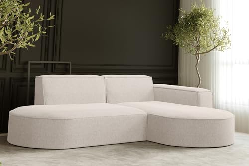 Kaiser Möbel - Ecksofa mit Wohnlandschaft, Eckcouch L-Form, Sofa 3-sitzer, Polstersofa, Bequemes Couch mit Ottomane für Wohnzimmer, Relaxsofa, Lounge-Set, Verita Stoff, Modena Studio, Ecru, Rechts – Bild 4