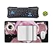 Glitter Pink Rose Desk Mat Non-Slip Laptop Writing Pad Large Keyboard Mousepad with Rubber Base 23.6