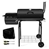 Outdoor charcoal grill with smoker leonyo 14inch wide charcoal grill with offset smoker for backyard party cooking 438 sqin bbq cooking surfaceblack  urban country home decor
