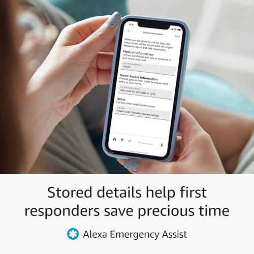 Image of Echo Spot (newest model), Ocean Blue, bundle with Alexa Emergency Assist (monthly auto-renewal subscription)