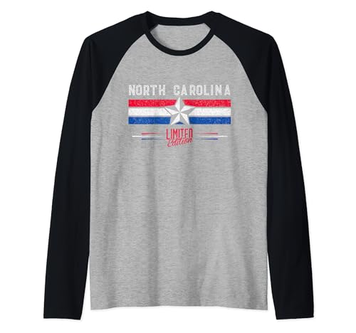 North Carolina T-Shirt Retro Vintage Shirt Gift Women Men Raglan Baseball Tee