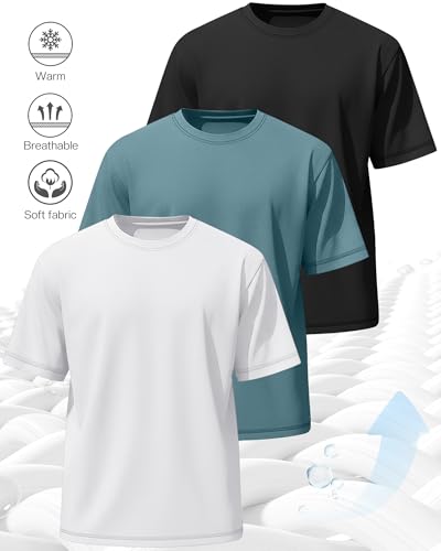 Image of Neer 3 Pack Big and Tall T-Shirts for Men L-7xl Tops | Large Casual Stretch Workout Tees, Short Sleeve Crewneck Oversized Shirts, Classic Summer Outfits, Comfy Basic Loose Clothes