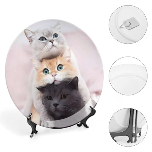Plato decorativo de cerámica Bone China gatos 6 pulg miniatura 4